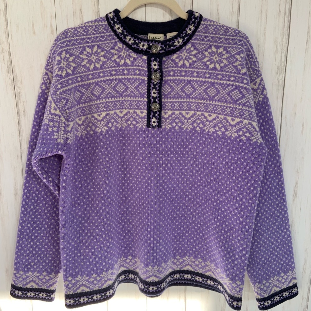 L.L. BEAN Nordic Merino Wool Sweater Size L